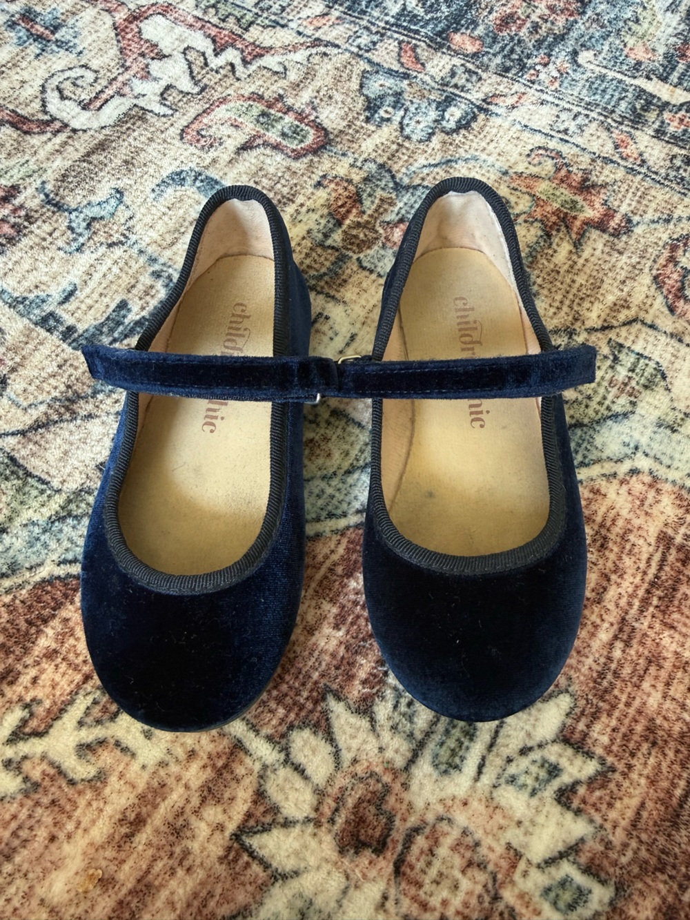 Girls Velvet Mary Jane Shoes in Navy - Classic Dress Style
